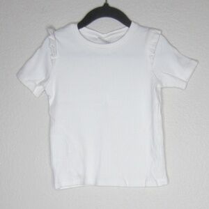 Zara kids white ribbed t-shirt with ruffle detail - Size 7